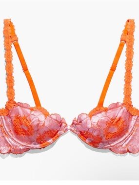 Savage X FENTY Lace Underwire Bra - Orange/Pink